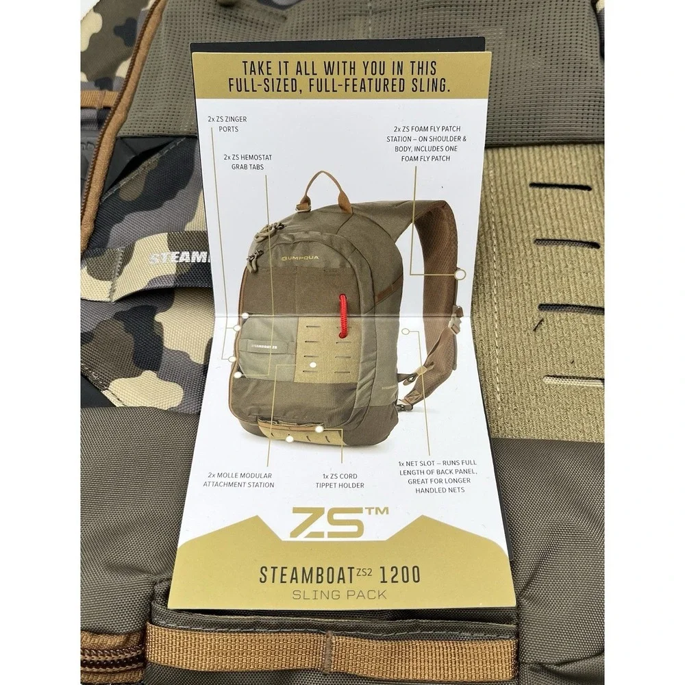 Umpqua Mens Fishing Outdoor Sling Pack Camo Print ZS2 Steamboat 1200